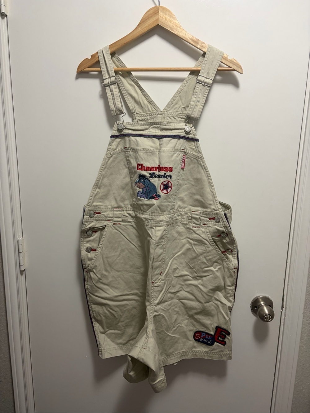 Vintage Disney Eeyore Denim Bib Overalls Shorts Women's 14W / 28W